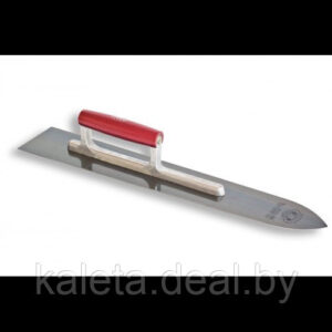 Гладилка для полов из пружинистой стали со скошенной передней чатью 580x90x1 мм деревянная ручка