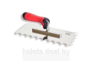 Гладилка из нержавеющей стали для гипса полукруглый зуб 280X130 двухкомпонентная ручка