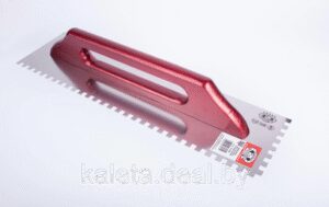 Гладилка из нержавеющей стали тип Швейцарская с зубьями 380x130mm зуб 8mm деревянная ручка